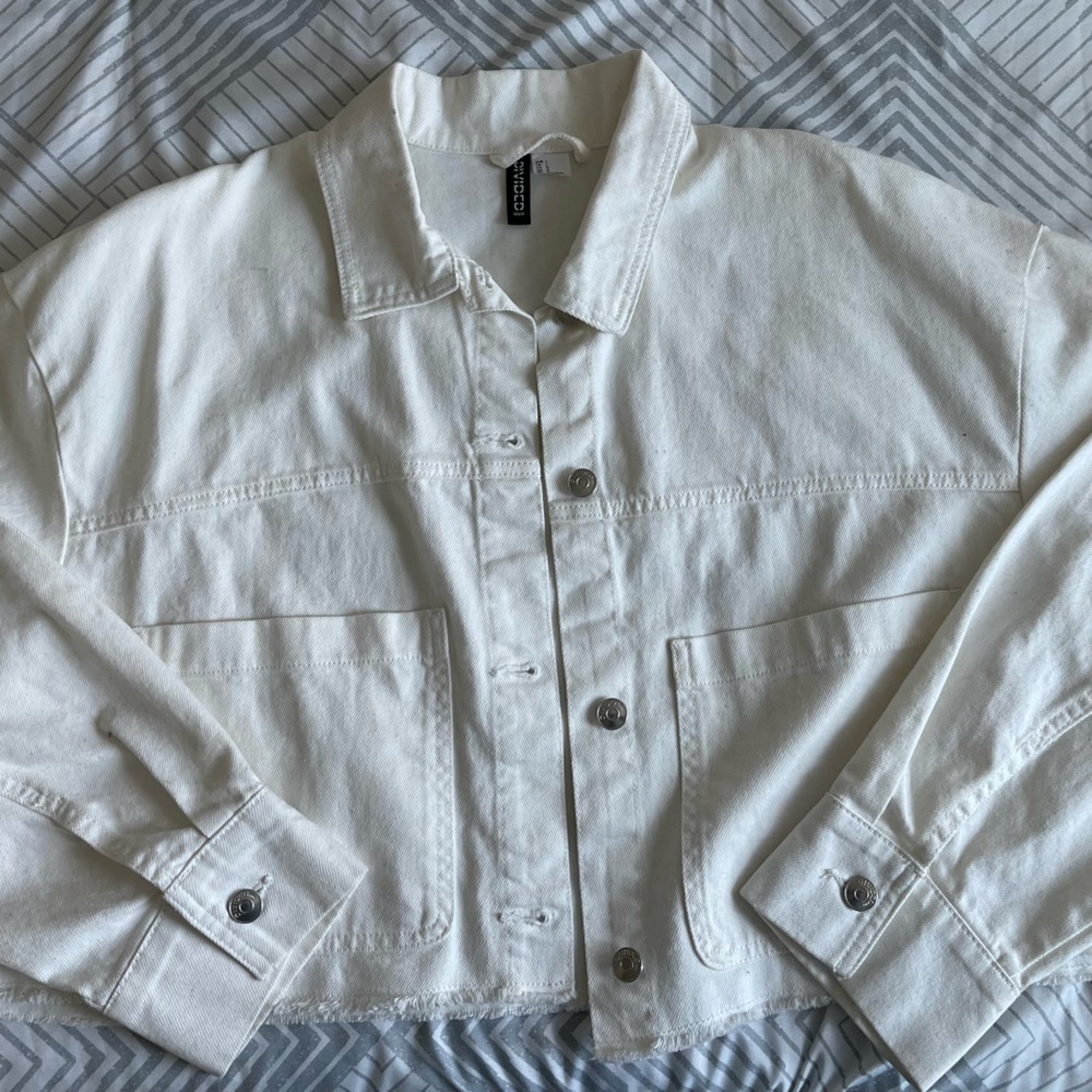 White Cropped Jean Jacket
